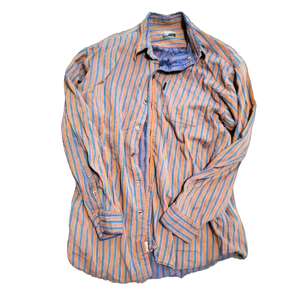 Paul Smith Jeans blue/orange striped button up shirt size M